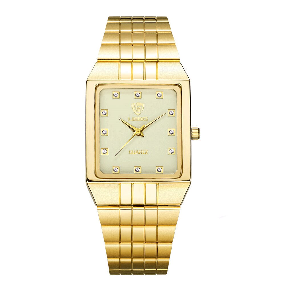 Golden Quartz Watch Men Women Luxury Watches relogio masculino Luxury Gold Bracelet Wrist Watches Steel Female Male Clock 8808