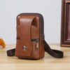 Men Leather Waist Bag Large Capacity Belt Bag Brown Shoulder Bags Crossbody Bags Multi-layer Buckle Mobile Phone Bag Bum Pouch