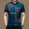 New Summer T Shirts for Men 2023 Short Sleeve Turn-down Collar Letter Printing Button Striped Polo Tees Fashion Pullover Tops