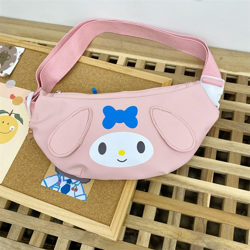 Kawaii Sanrio Crossbody Cinnamoroll Chest Bag Anime Kuromi Messenger Bag My Melody Waist Pack Mobile Phone Bag Purses Women Gift