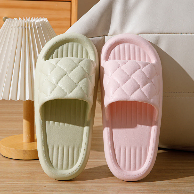 New Rhombus Home Slippers Summer Non-slip Floor Bathroom Slipper  Lightweight Simple House Shoes For Women Men – Aviationkart