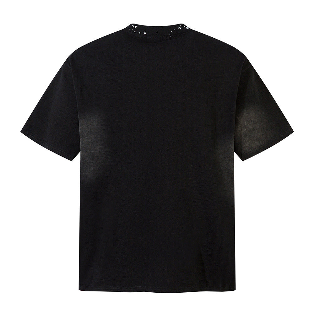 Text Inkjet Splash Short-sleeved T-shirt For Men