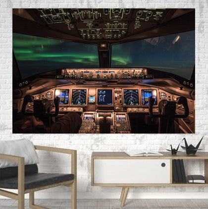 Boeing 777 Cockpit Printed Canvas Posters (1 Piece)