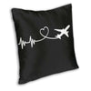 Soft Airplane Pilot Heartbeat Throw Pillow Case Home Decor Custom Aviation Aviator Gift Cushion Cover 40x40 Pillowcover for Sofa
