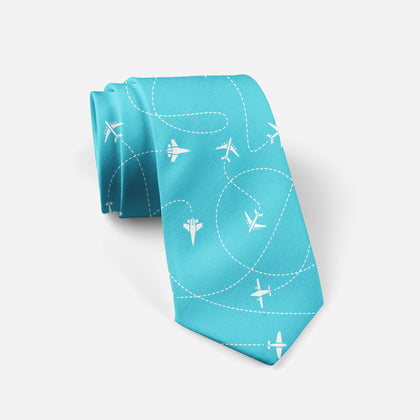 Travel The World By Plane Designed Ties