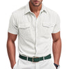 Loose Heavy Lapel Corduroy Workwear Short Sleeve Shirt