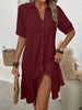 Womens Solid-Color Single-Breasted New Puff-Sleeve Dress