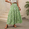 Resort-style Elastic-waist Tasseled Drawstring Printed Skirt