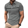Men's Slim-Fit Printed Lapel Short-Sleeve Polo Shirt