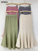 Womens Solid-Colored French-Style Retro High-Waist Knitted Fishtail Skirt