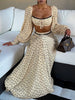 Polka Dot Lace Trim Crop Top & Maxi Skirt Two-Piece Dress Set