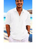 Men's Hemp Long Sleeve Loose-Fit Solid Color Shirt Plus Size Cotton Hemp Shirt Sweatshirt For Men Casual Everyday Wear