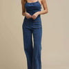 Slim Fit Slimming Fashion Street Retro Style High Waist Denim Jumpsuit