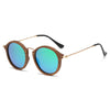 Women's Casual All-matching Round Frame Walnut Wooden Sunglasses