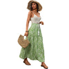 Resort-style Elastic-waist Tasseled Drawstring Printed Skirt
