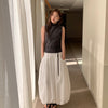 Korean-style Elastic-waist Designer A-line Bloom Versatile Midi Skirt