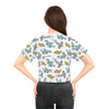 Vintage Airplane Pattern Crop Tee — Cute Retro Planes All-Over Print Top