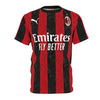 AC Milan Red & Black Striped Jersey Tee — "Emirates Fly Better" Soccer Shirt