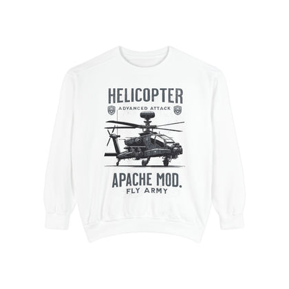 Helicopter Graphic Sweatshirt, Unisex Lightweight Pullover, Military Style Apparel, Perfect Gift for Aviation Enthusiasts, Casual Wear
