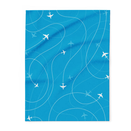 Aviation Pattern Fleece Blanket, Cozy Throw for Travelers, Airplane Decor, Warm Gift for Aviation Lovers, Travel Souvenir