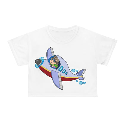 Kids' Airplane Graphic Crop Tee - Fun Flying Design for Young Adventurers