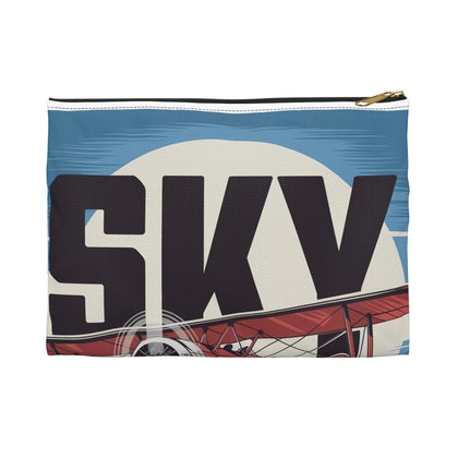 Sky Traveler Accessory Pouch - Vintage Airplane Design, Perfect for Travel and Adventure Lovers