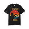 I Do What I Want Cat T-Shirt — Retro Sunset Cat Playing Controller Tee