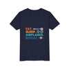 Youth Tee — "Eat. Sleep. Airplanes. Repeat." Kids Aviation T‑Shirt