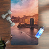 Travel-Inspired Rubber Yoga Mat - Sky and Cityscape Design