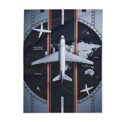 Aviation Lovers' Fleece Blanket - Cozy Travel Gift, Airplane Design Throw, Travel Enthusiast Decor, Perfect for Home & Office