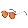 Women's Casual All-matching Round Frame Walnut Wooden Sunglasses