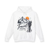 Travel Hoodie — "Travel More, Worry Less" Mountain Adventure Pullover