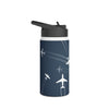 Airplane Design Stainless Steel Water Bottle - Travel Mug, Fitness Bottle, Outdoor Hydration, Gift for Pilots, Aviation Enthusiasts