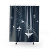 Aviation-Themed Shower Curtain - Airplane Flight Design