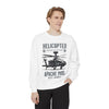 Helicopter Graphic Sweatshirt, Unisex Lightweight Pullover, Military Style Apparel, Perfect Gift for Aviation Enthusiasts, Casual Wear