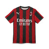 AC Milan Red & Black Striped Jersey Tee — "Emirates Fly Better" Soccer Shirt