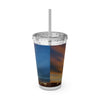 Sunsplash Travel Tumbler - 16oz Insulated Cup with Straw for Jetsetters