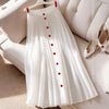 Womens High-Waisted White Pleated Fashionable Versatile Slimming Skirt