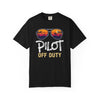 Pilot Off Duty T‑Shirt — Vintage Sunglasses Sunset Design
