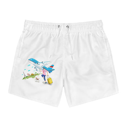 Travel-Inspired Swim Trunks - Fun Airplane & Explorer Design