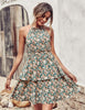 Summer Printed Halter Dress Fashion Boho Backless Ruffled A-Line Beach Dresses For Womens Clothing