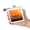 Travel Flask with Airplane Sunset Design - 6oz Stainless Steel