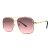 Fashion Double Beam Cut Edge Metal Sunglasses Men's