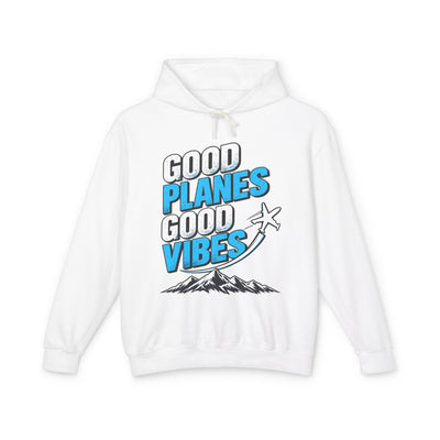 Hoodie — "Good Planes Good Vibes" Travel Graphic Hoodie