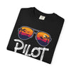Pilot Off Duty T‑Shirt — Vintage Sunglasses Sunset Design