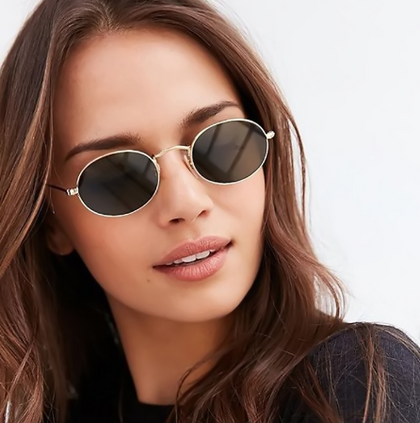 Fashion Women Sunglasses Famous Oval Sun Glasses Luxury Brand Metal Round Frames Black Small Cheap Eyewear