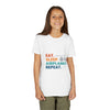 Youth Tee — "Eat. Sleep. Airplanes. Repeat." Kids Aviation T‑Shirt