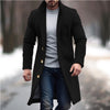 Winter Lapel Trench Coat Fashion Pocket Single Breasted Jacket Outerwear Casual Solid Color Men's Clothing