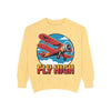 Fly High Vintage Airplane Sweatshirt, Unisex Crewneck Top, Cozy Gift for Aviation Lovers, Travel Lovers, Birthday Gift