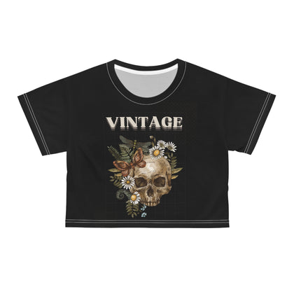 Vintage Skull Floral Crop Tee for Boho Style Lovers